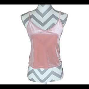 True by Rue 21 baby pink crushed velvet cropped tank top